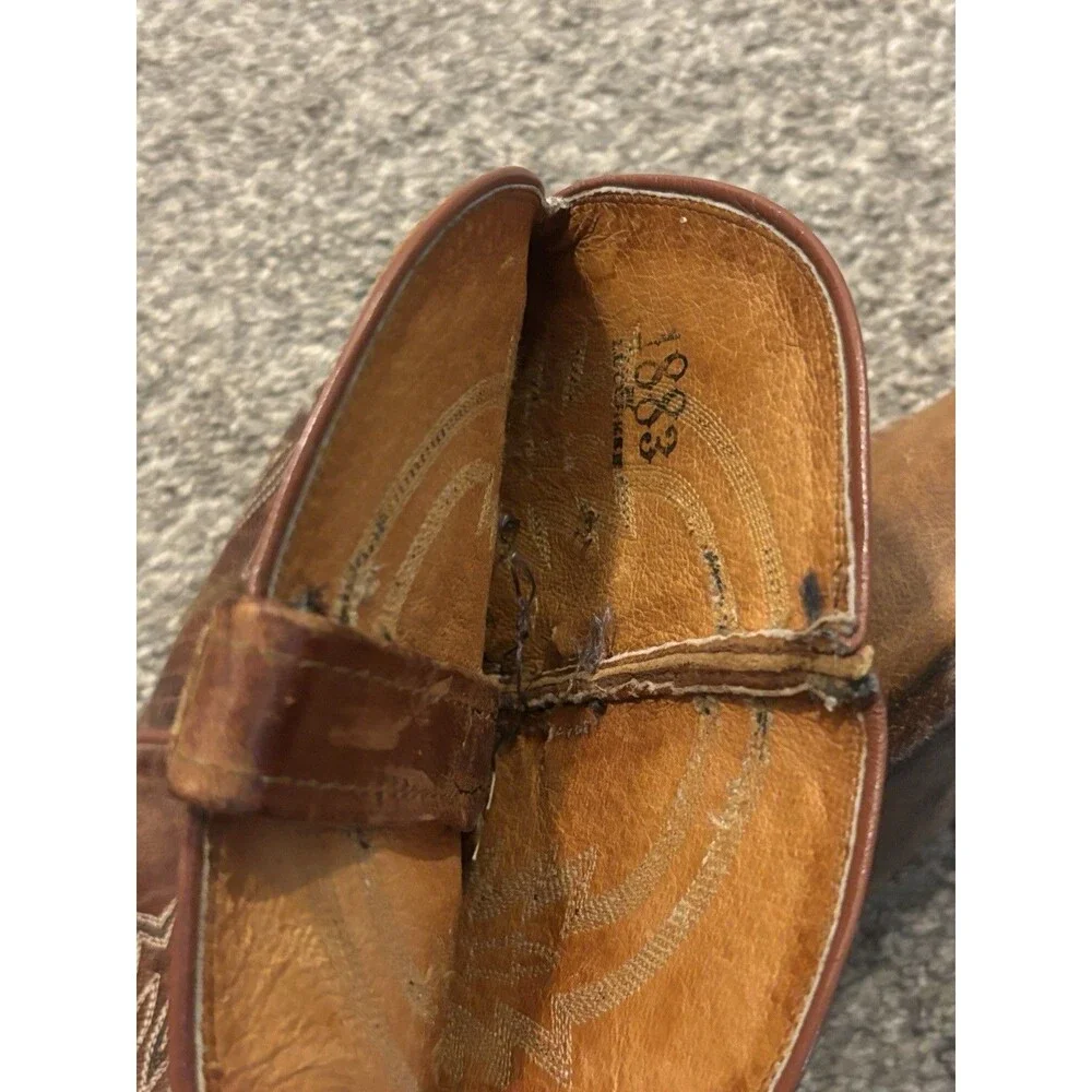 Lucchese 1883 Corbin Mad Dog Goat‎ Brown Leather Boots N1533 Mens Size 9 D
